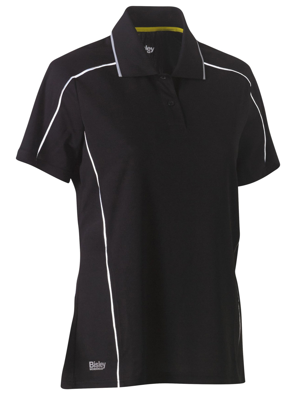 Bisley Workwear BKL1425 Women's Black 12 Cool Mesh Polo With Reflective Piping BKL1425_BBLK12