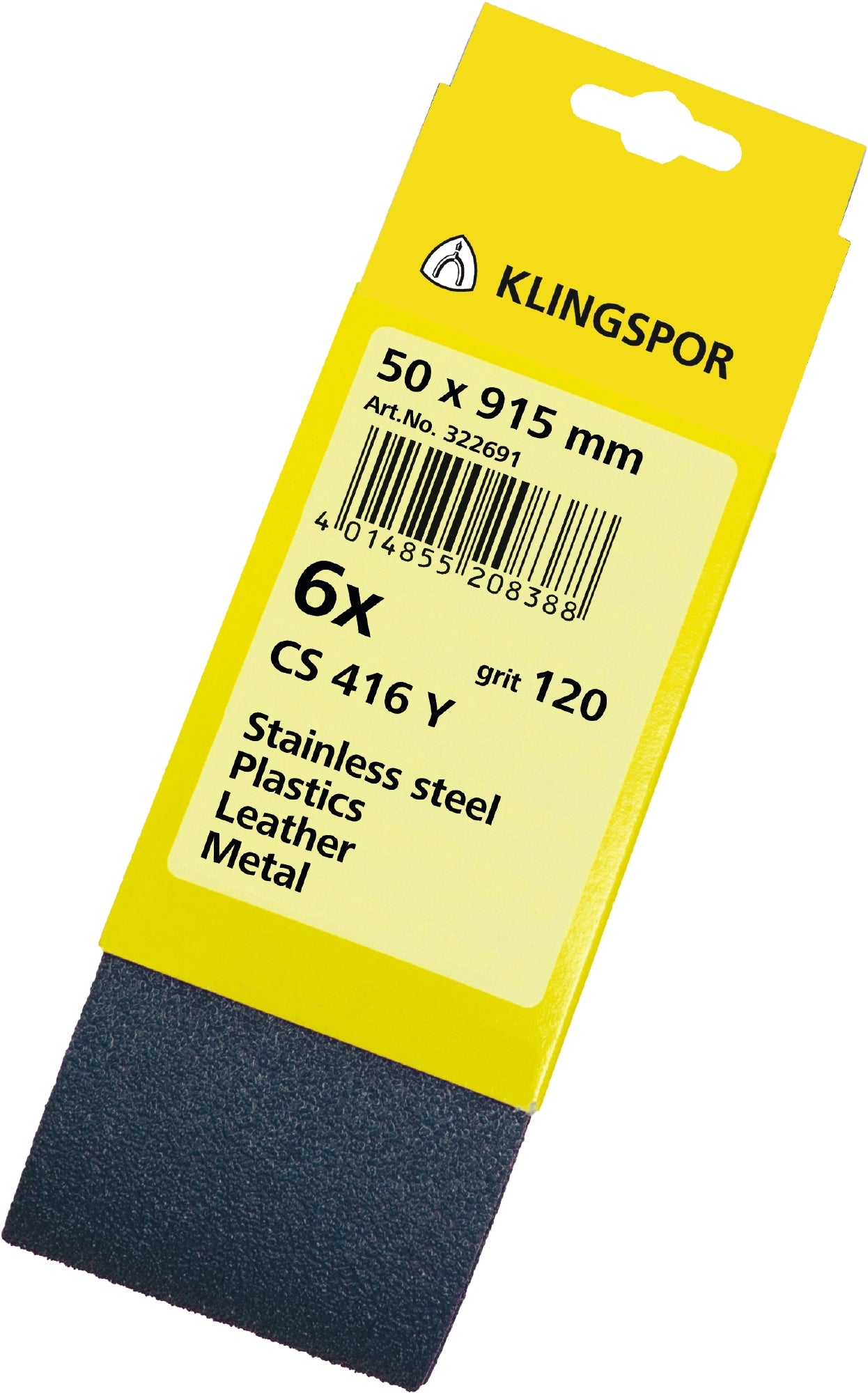 Klingspor 322689 50mm x 915mm CS 416 Y zirconia linishing belt sleeve of 6 belts 60 grit for Stainless Steel, Steel and Plastic
