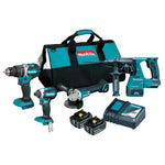 Makita 18V Brushless 4 Piece 2 x 5.0Ah Combo Kit DLX4205TX1