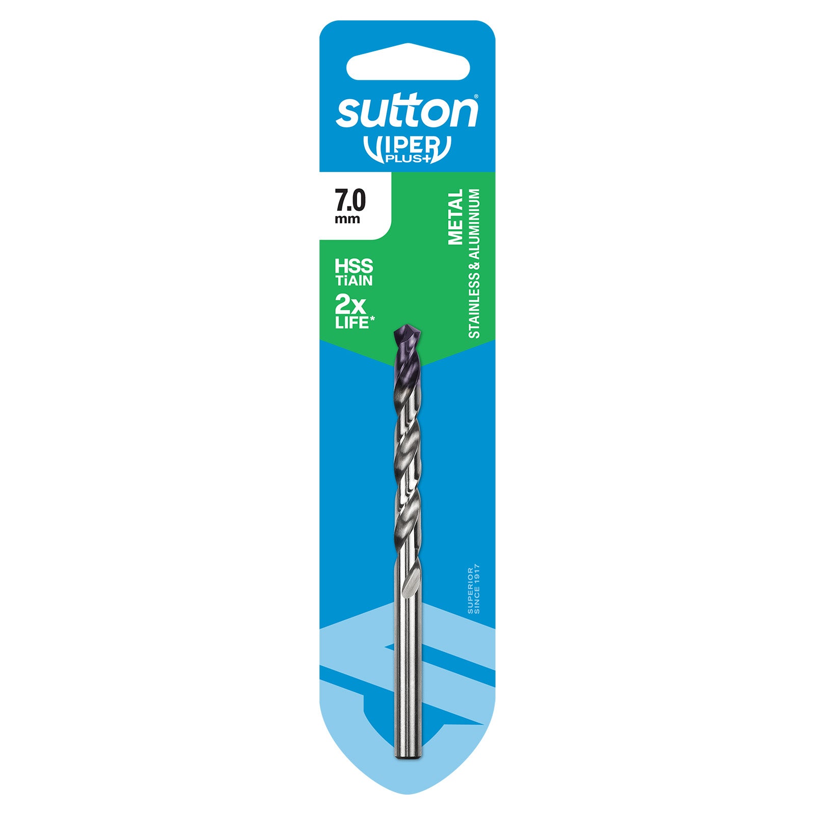 Sutton Tools Drill Jobber Hss-Tialn-Tip Viper Plus Carded 7.0Mm D1840700