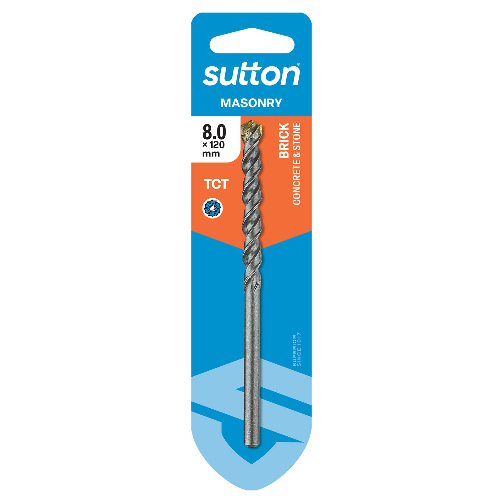 Sutton Tools Drill Masonry Tct Std Fixing Carded 8.0Mm X 120Mm D6000800