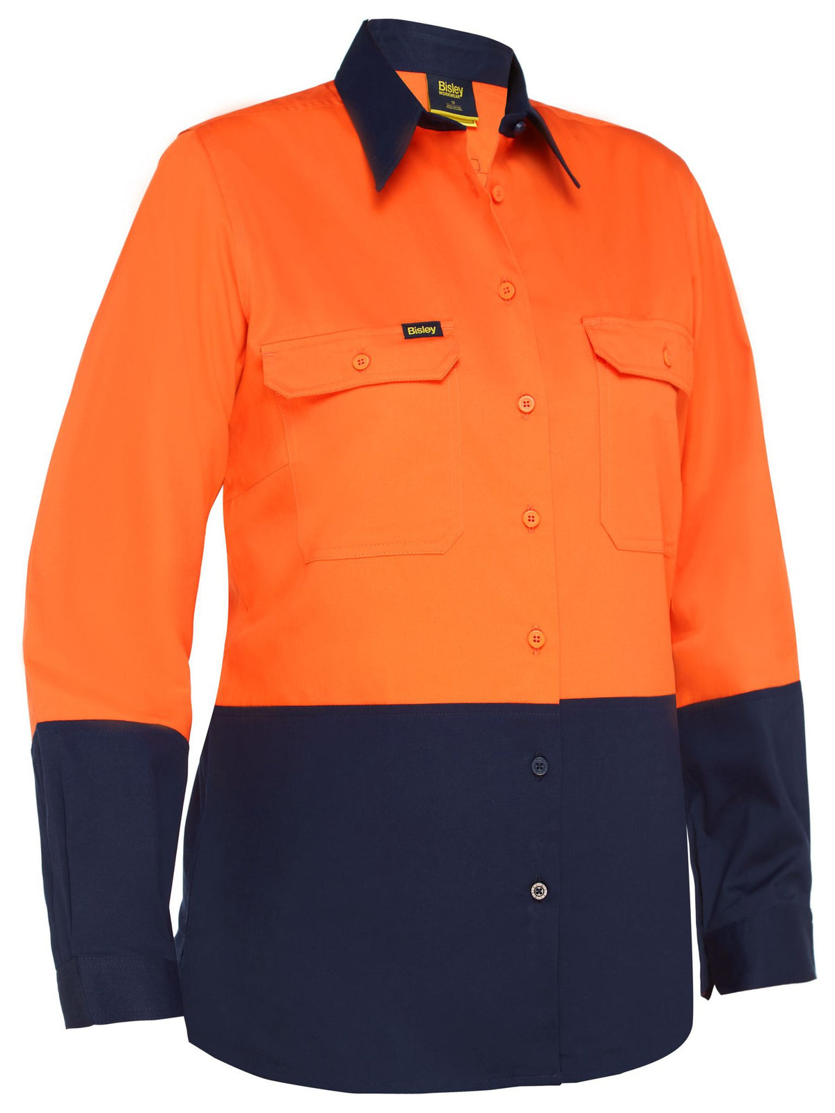 Bisley Workwear BL6895 Women's Orange/Navy 24 Cool Lightweight Hi Vis Drill Shirt BL6895_TT0224