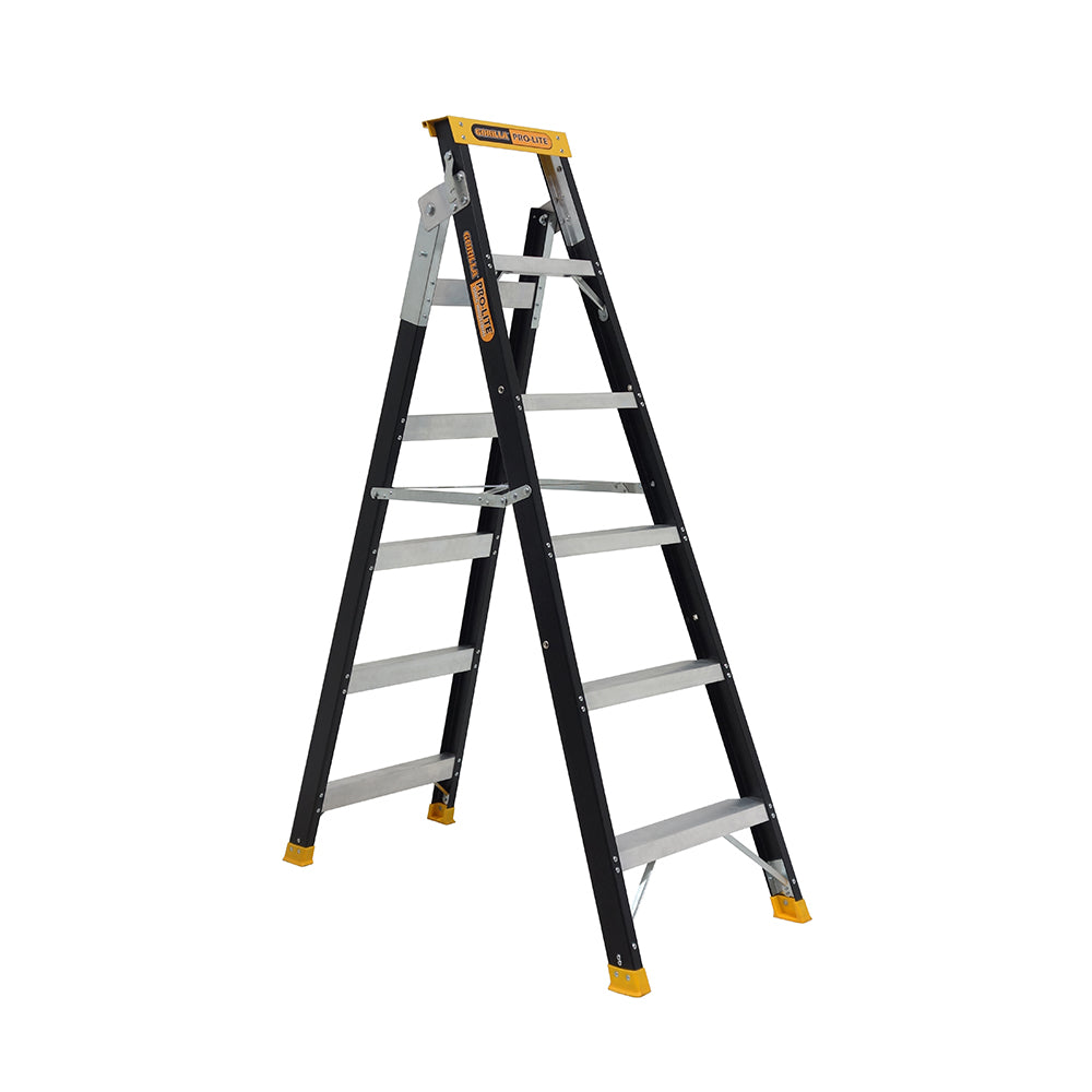 Gorilla FDM006-PRO Pro-Lite 6 Step Fibreglass Dual Purpose Ladder (1.75 - 3.13M) 150kg Industrial