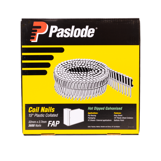 Paslode 32 x 2.7mm Ring Shank Coil Nails 3600 Box B25120