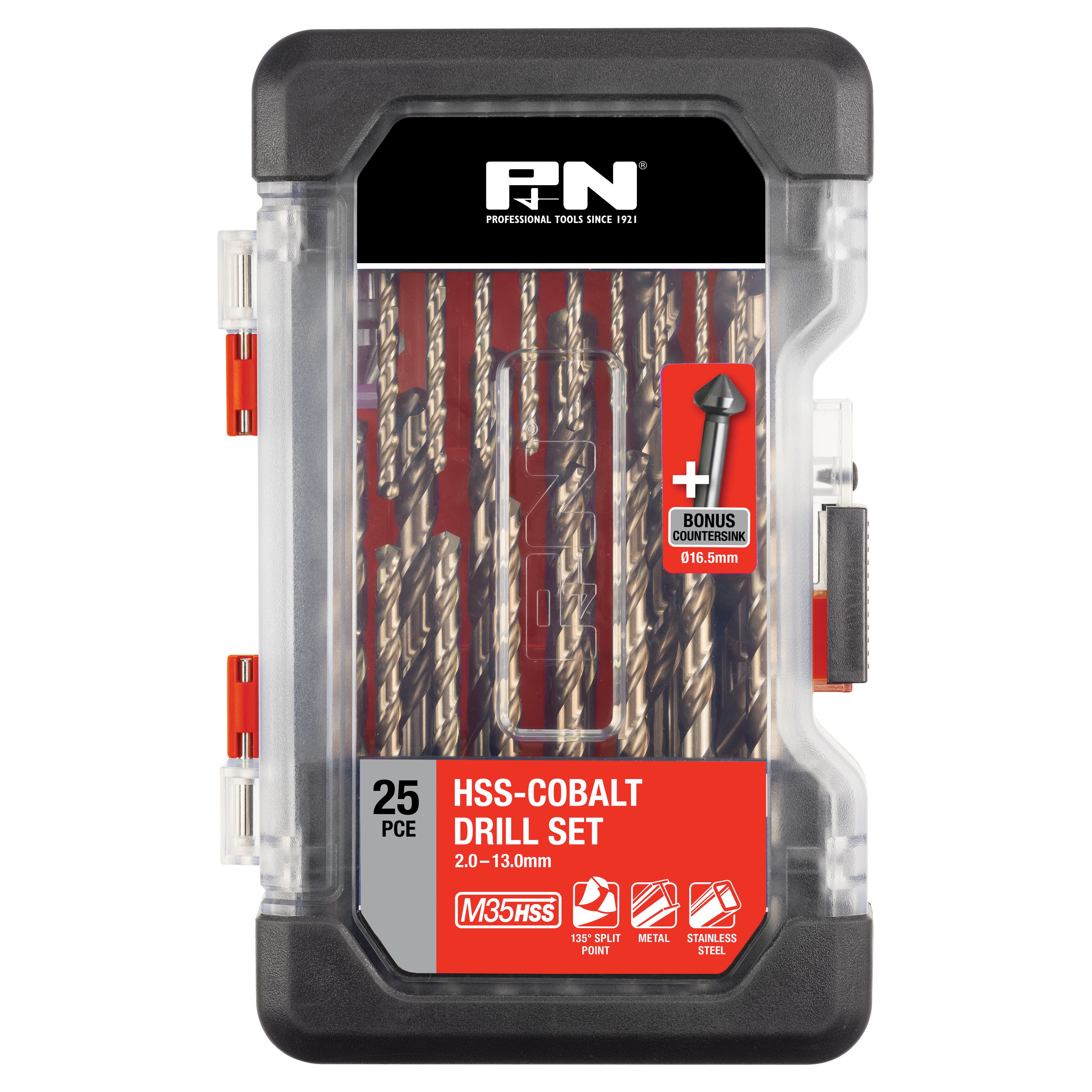 P&N Drill Jobber Set M35 Hss-Co 25+1Pc W/Csink P&N 149060006