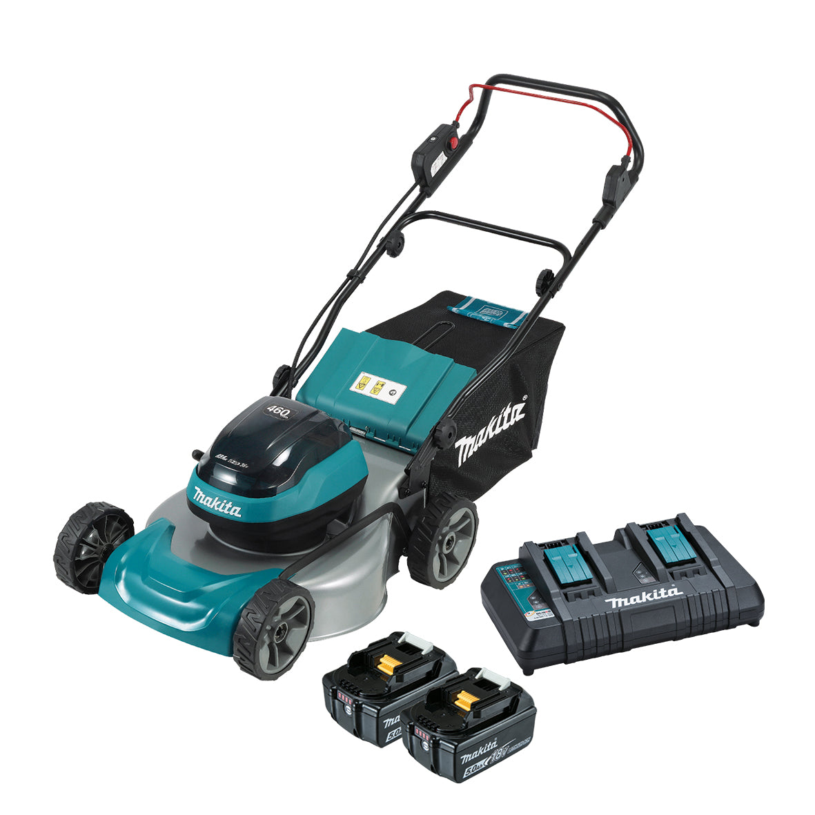Makita 18Vx2 Brushless 460mm 2x5.0ah Lawn Mower Kit DLM466PT2