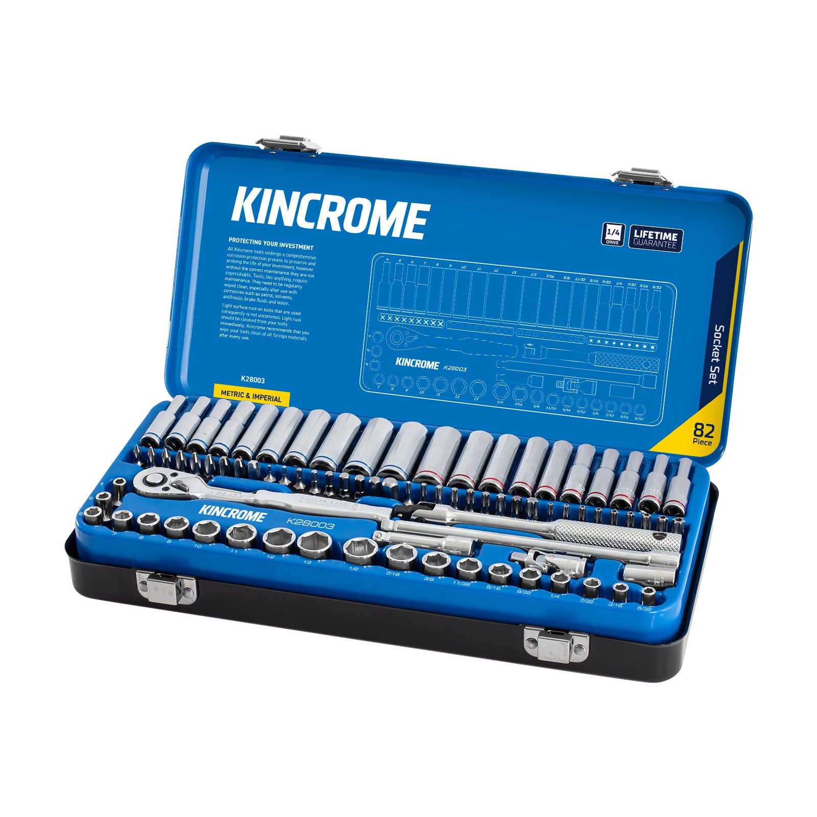 Kincrome Skt Set 82P 1/4D Met/Af Std/Dp K28003