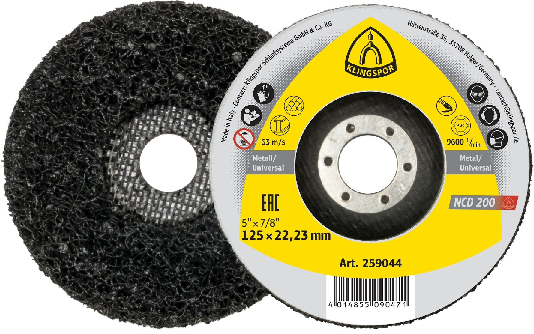 Klingspor 259043 115mm NCD200 Clean & Strip disc to suit angle grinder