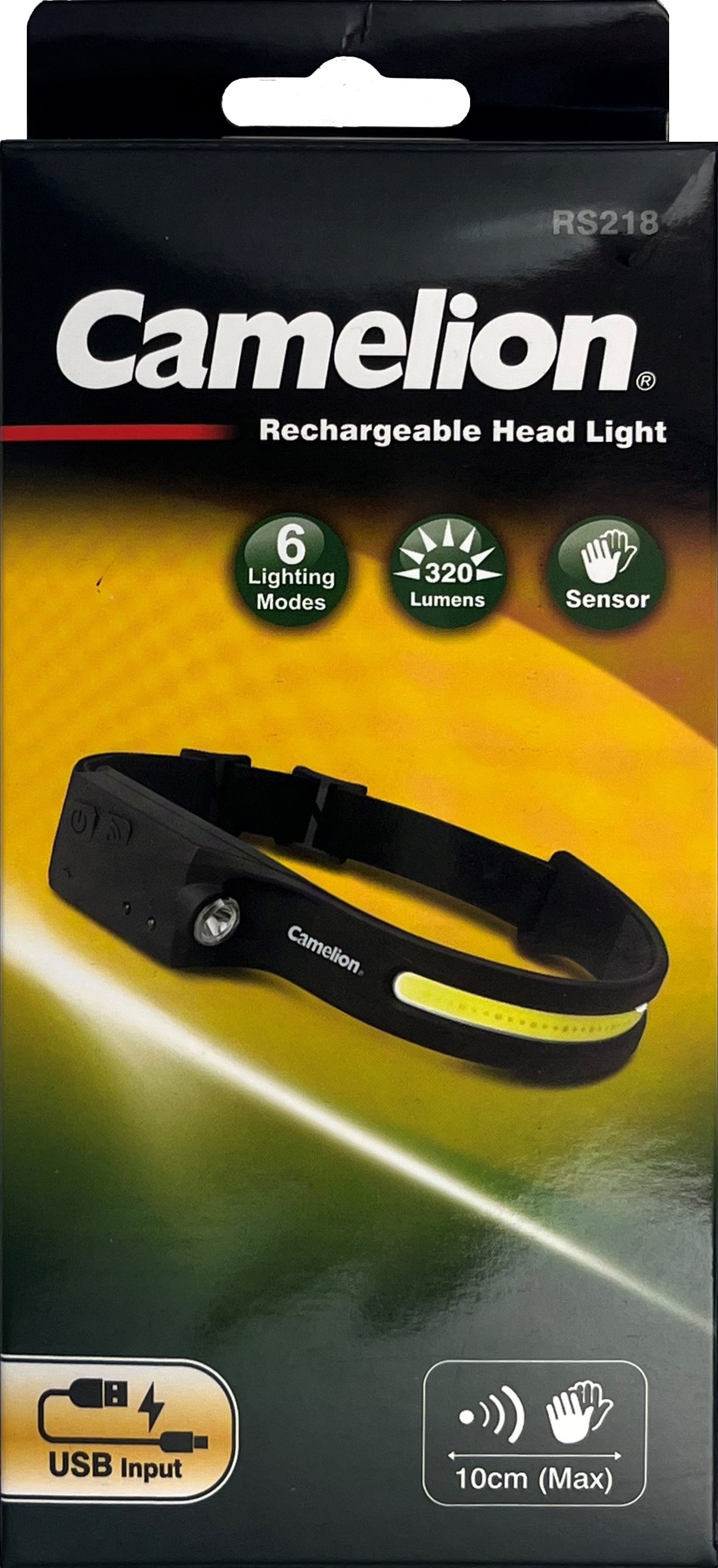 CAMELION Rechargeable Head Light-High Bright Cob Light-black head band CART218