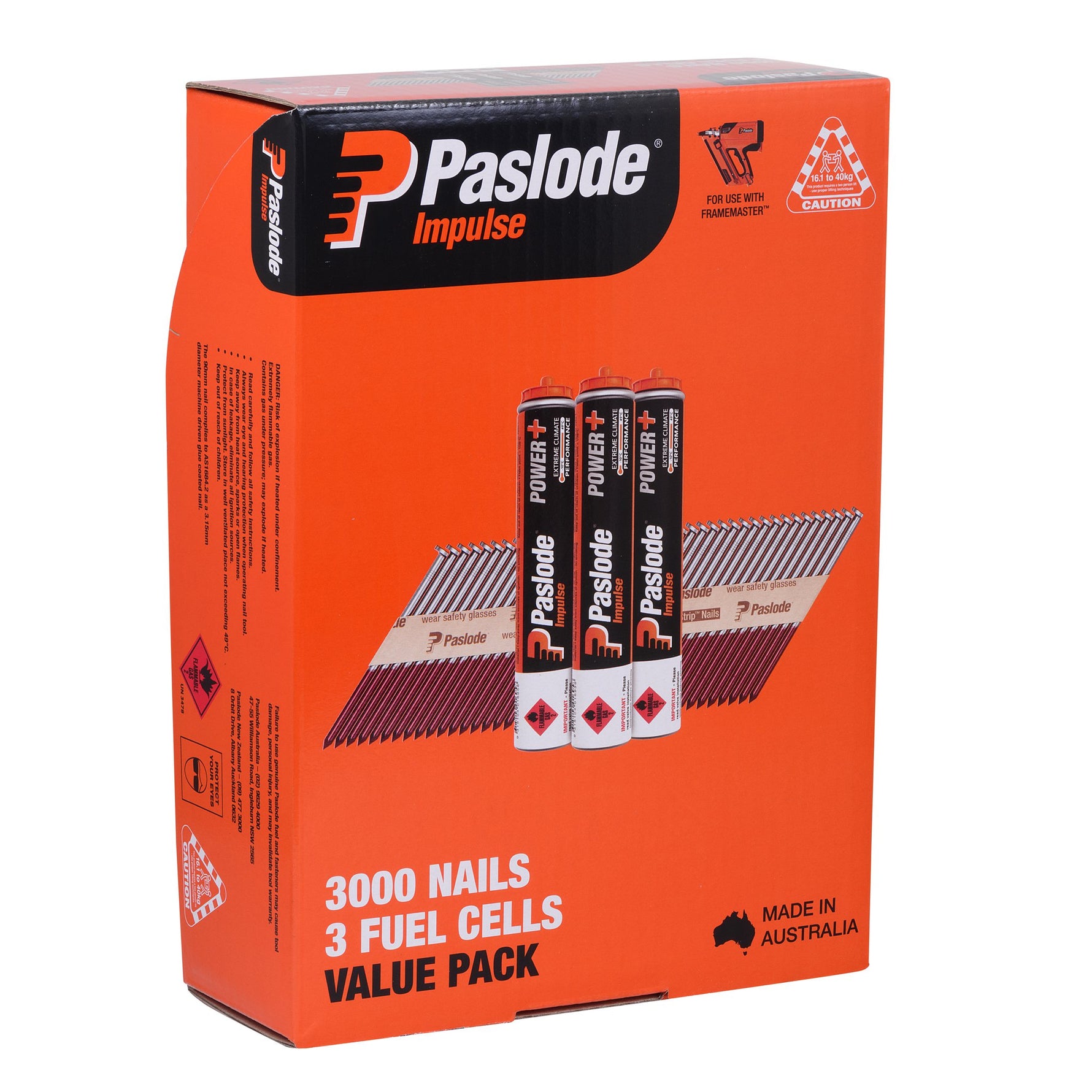 Paslode 90 x 3.15mm Bright Impulse D Head Nail With Fuel - 3000 Pack B20550V