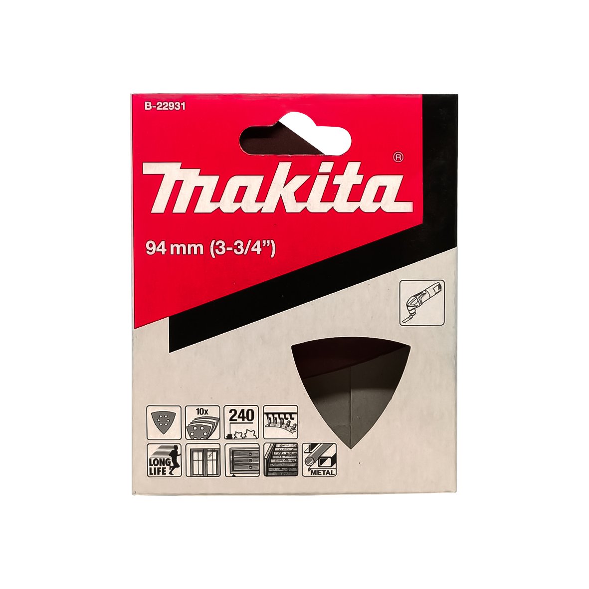 Makita Multitool 240# Grit Sand Paper / Hook & Loop / Red Long Life - 10pk B-22931