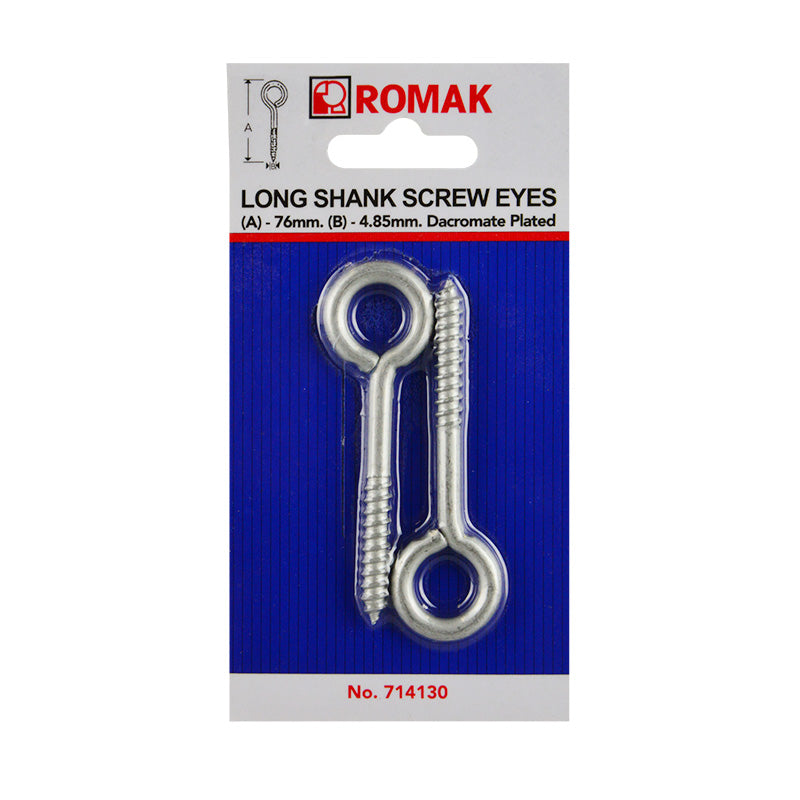 Romak Screw Eye Long Shank Galv 4.9Mm Dia 44Mm 714130
