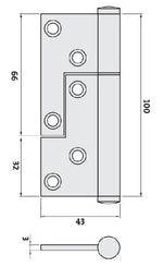 Trio Australia 100x74x3mm Hirline Universal Lift Off Zp WLO7165ZP