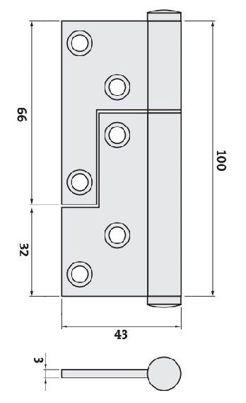 Trio Australia 100x74x3mm Hirline Universal Lift Off Zp WLO7165ZP