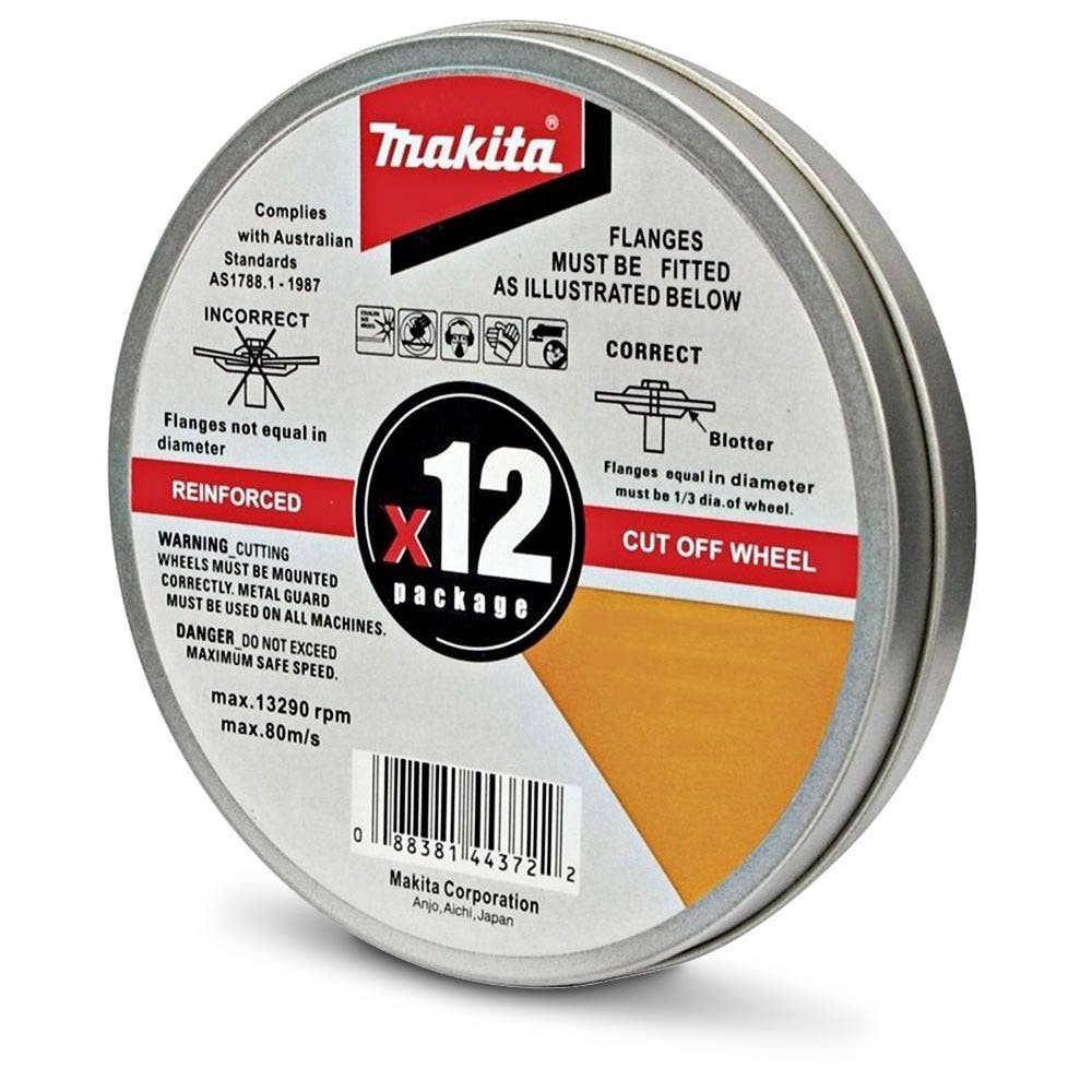Makita 125mm X 1.2mm X 22mm Inox Cutting Disc WA60T - 12pc Tin D-20535-12