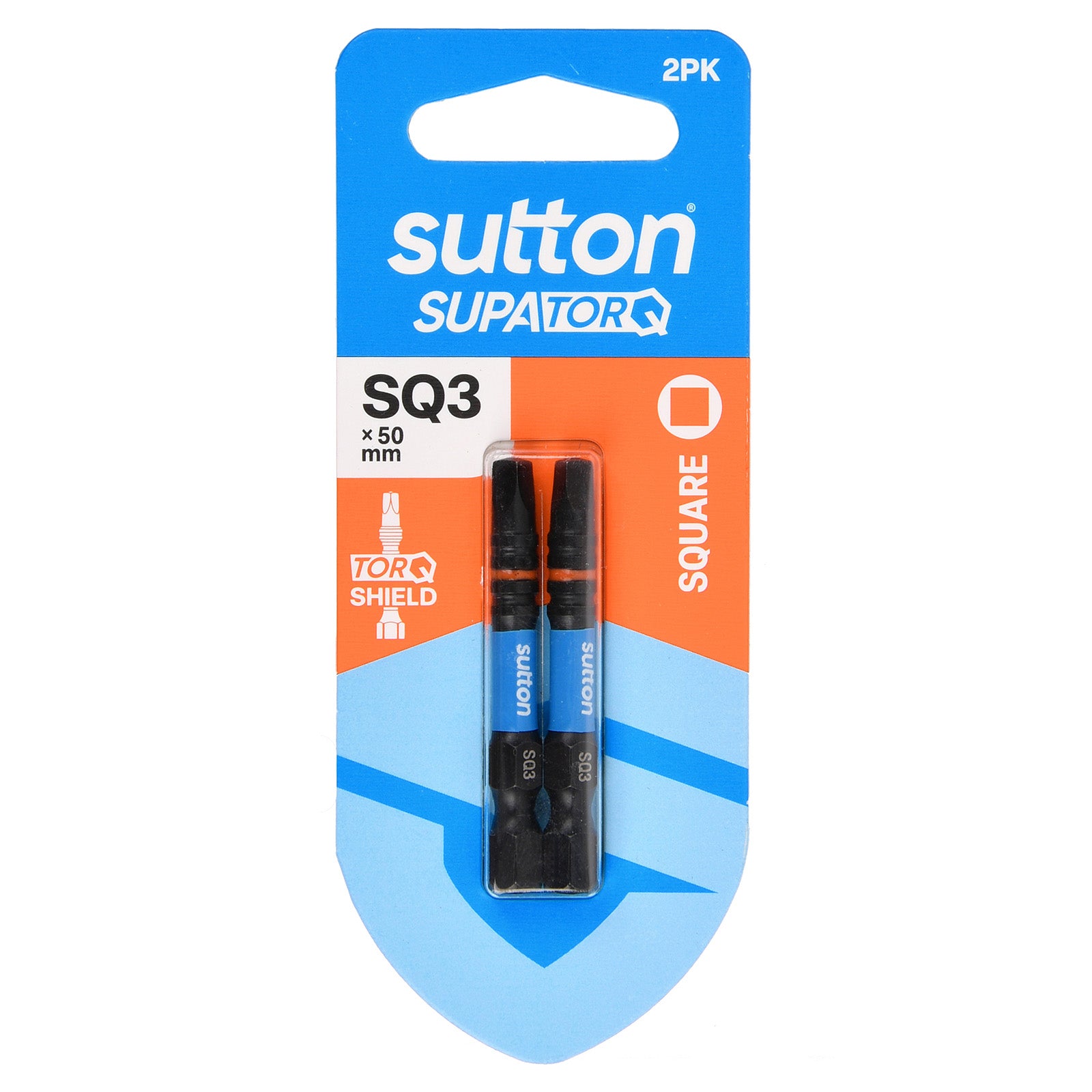 Sutton Tools Screwdriver Bit Supatorq Square/Robertson SQ3 50Mm 2Pk S204H02B03