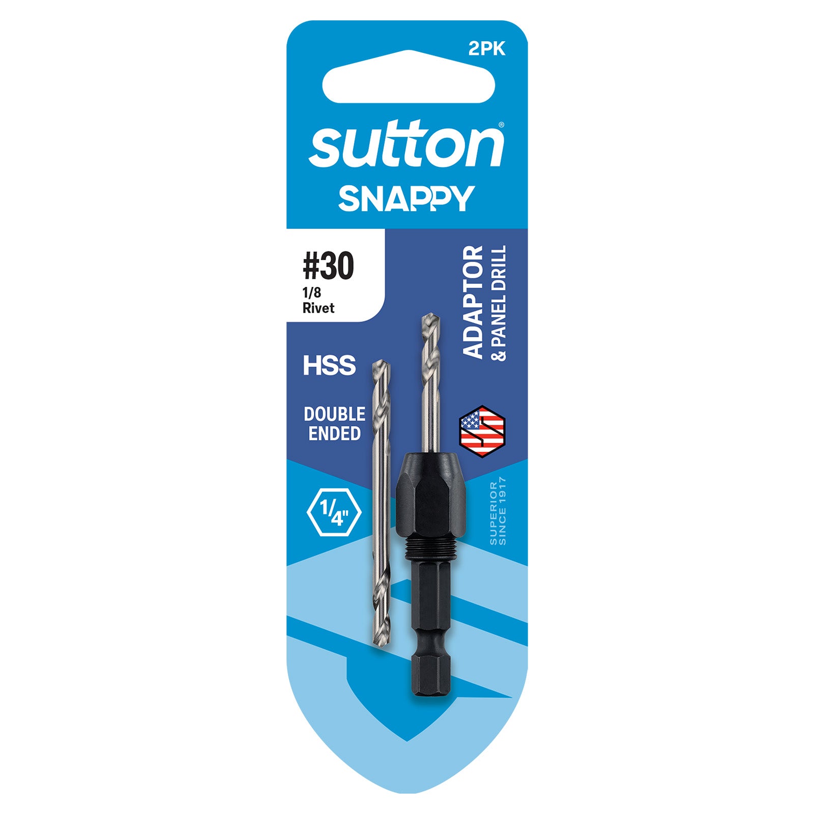 Sutton Tools Drill Holder Hex-Shk Snappy & D/E Panel Hss Carded #30 2Pk D224H0326