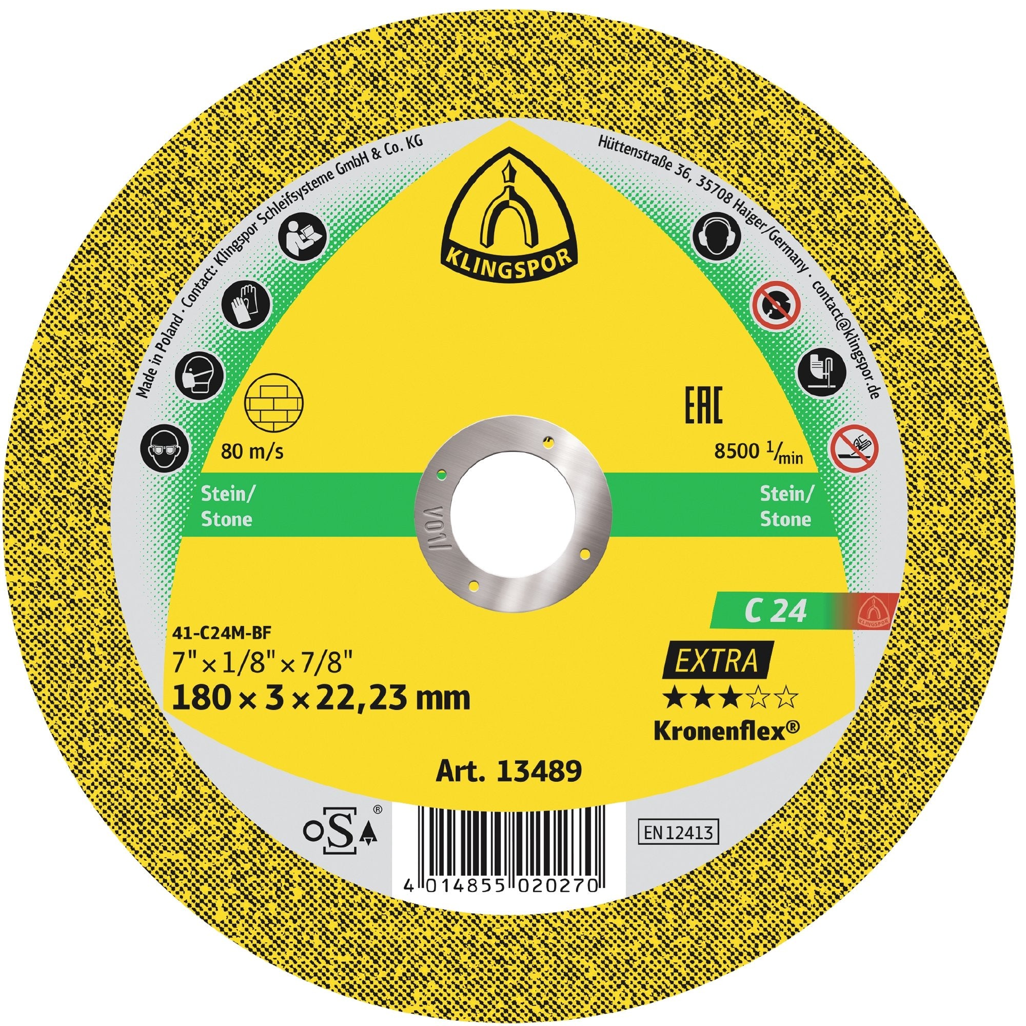 Klingspor 242144 C24 Ex 125mm x2.5mm x22.23mm flat cutting-off wheel