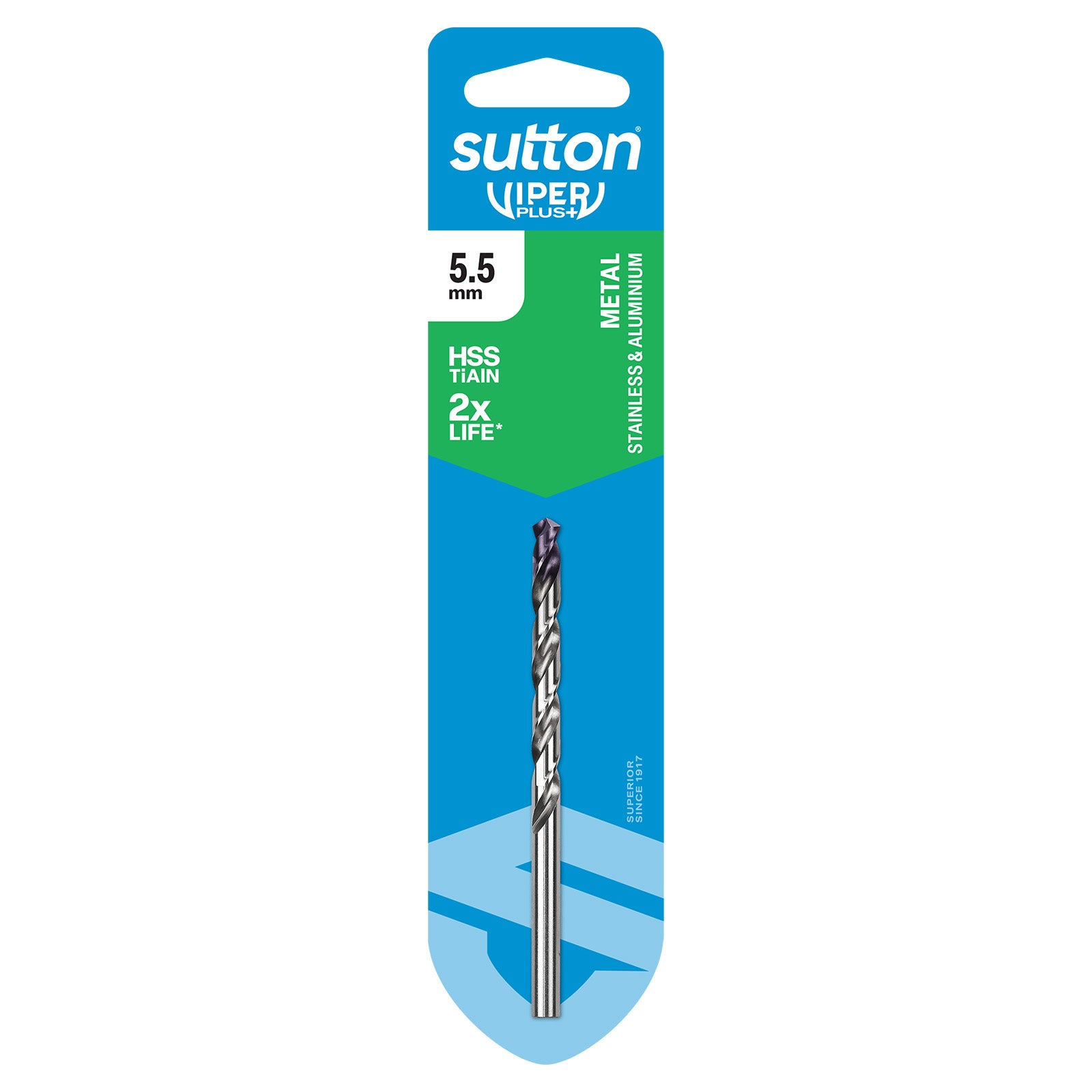 Sutton Tools Drill Jobber Hss-Tialn-Tip Viper Plus Carded 5.5Mm D1840550