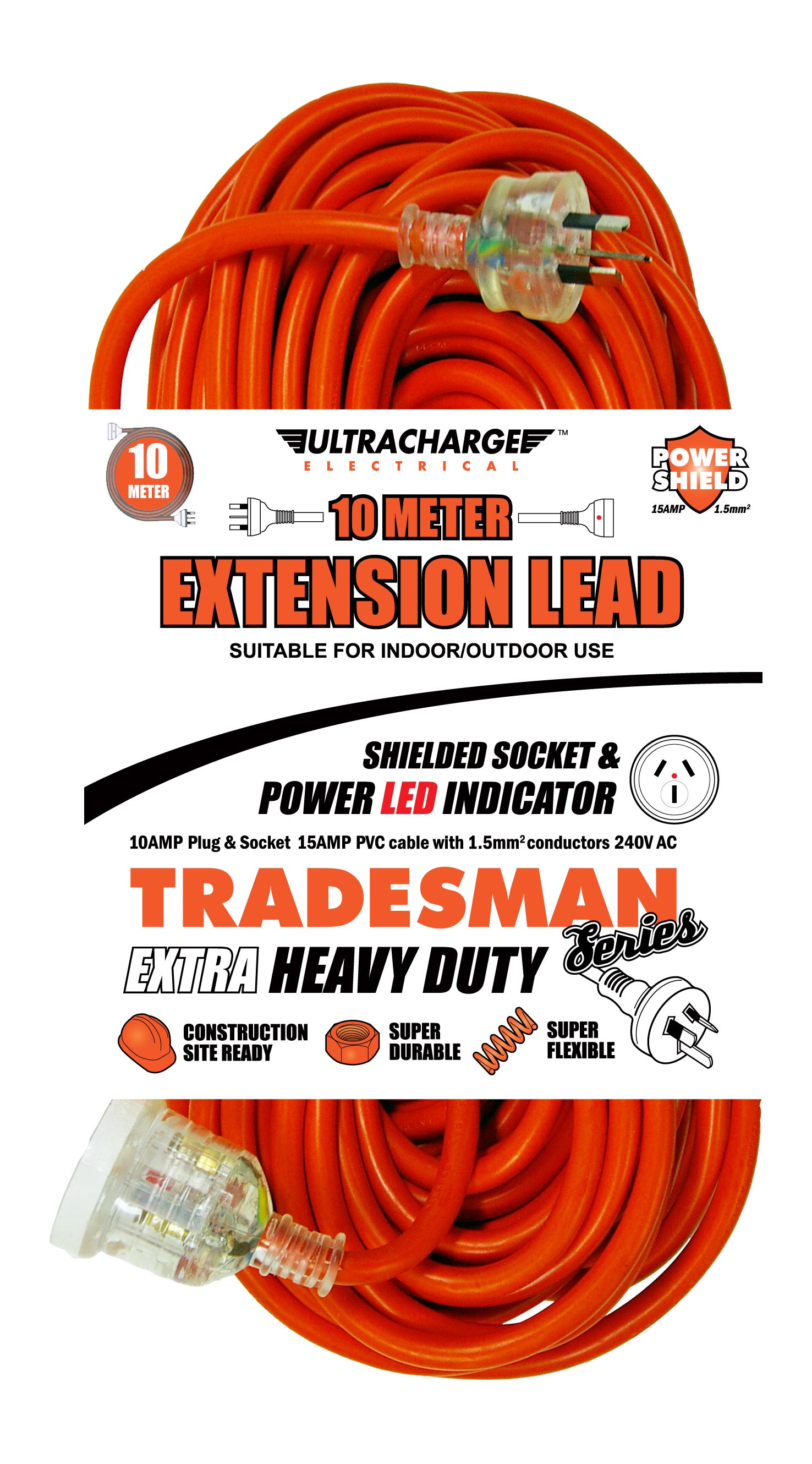 ULTRACHARGE Tradesman 10M Heavy Duty Ext Lead UR240/10T
