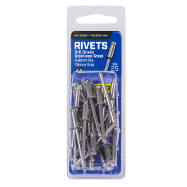 Airco Open Stainless Rivets 4.0x6.4MM Pack of 100 RVOS40643