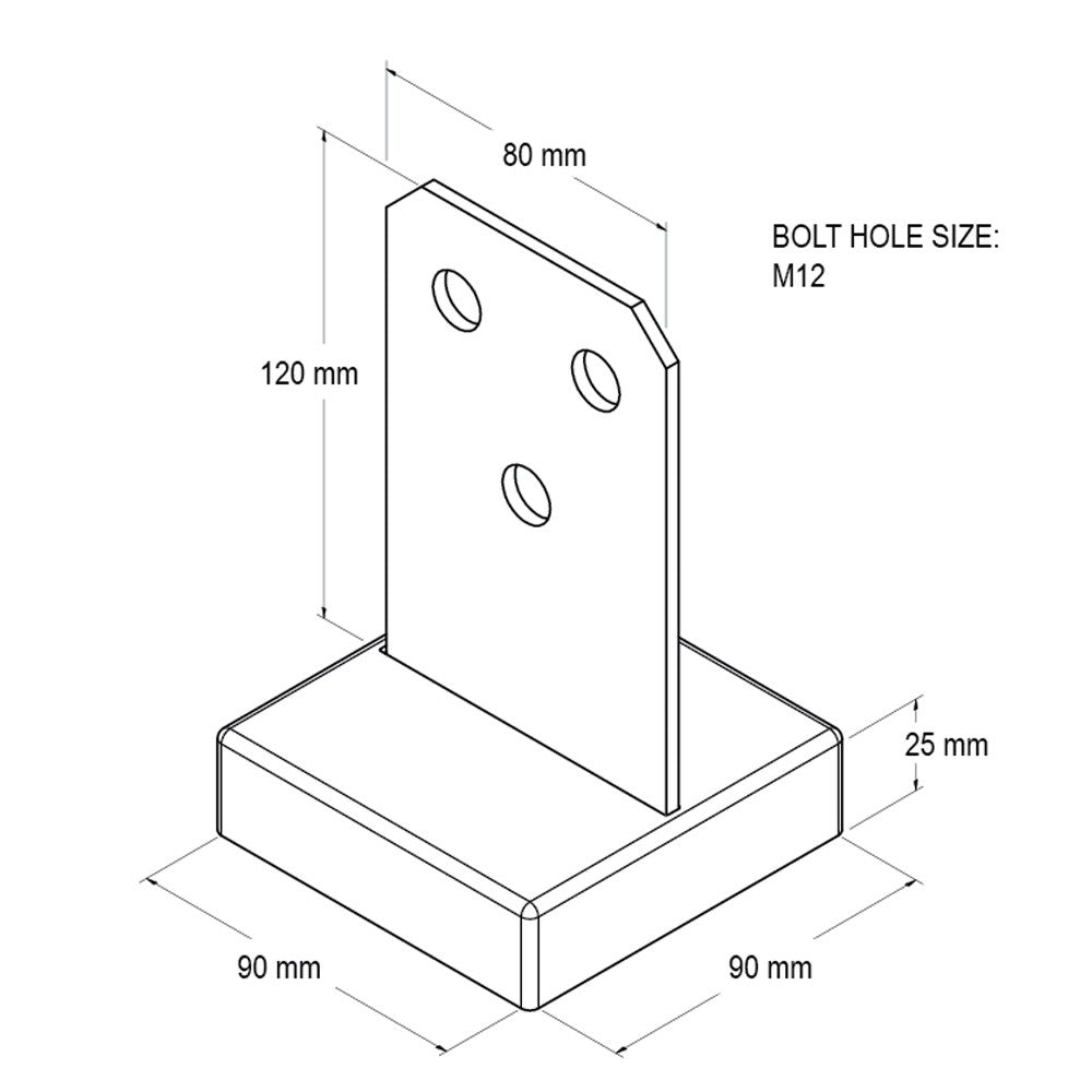 Vuetrade Concealed Bolt Down Post Support 90mm VCBPS90