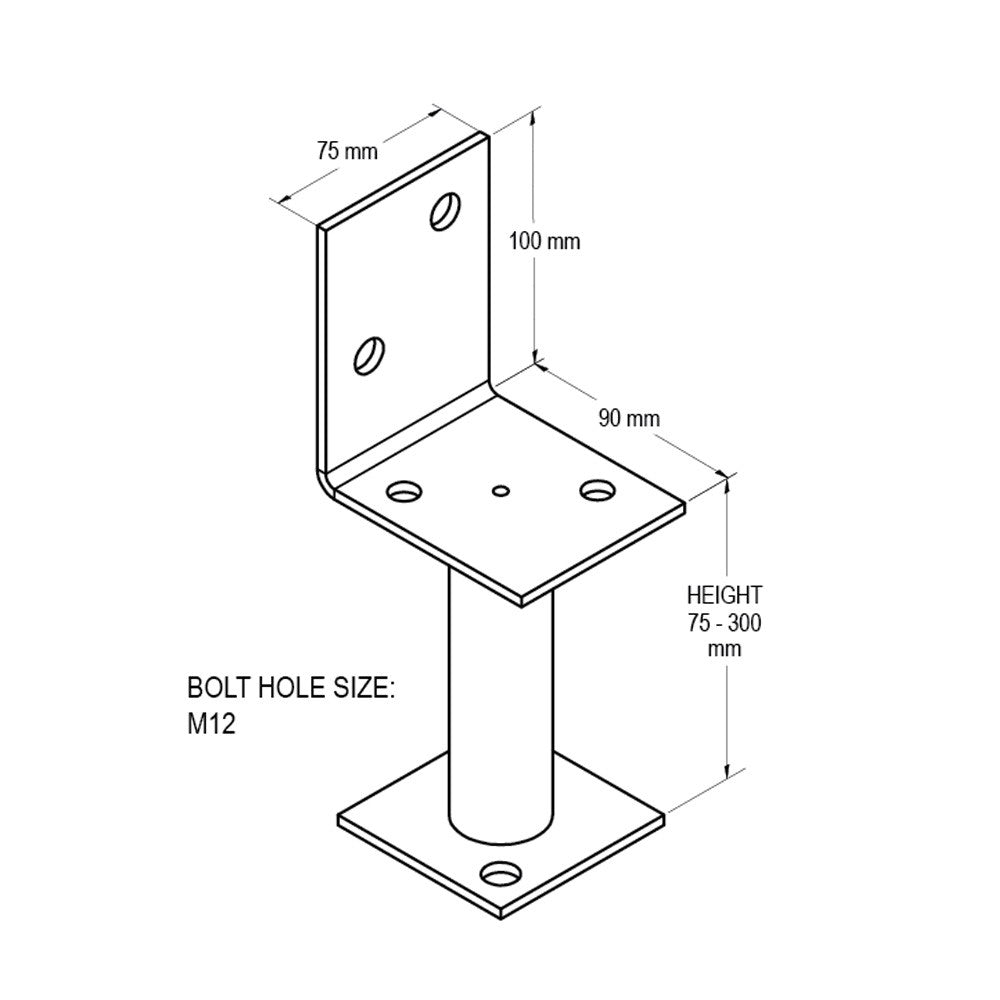 Vuetrade Post Support - 75mm - Half Stirrup VHSPS75