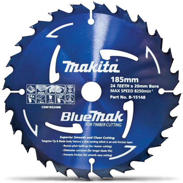 Makita Bluemak TCT Saw Blade 185mm X 20mm X 24T B-15148