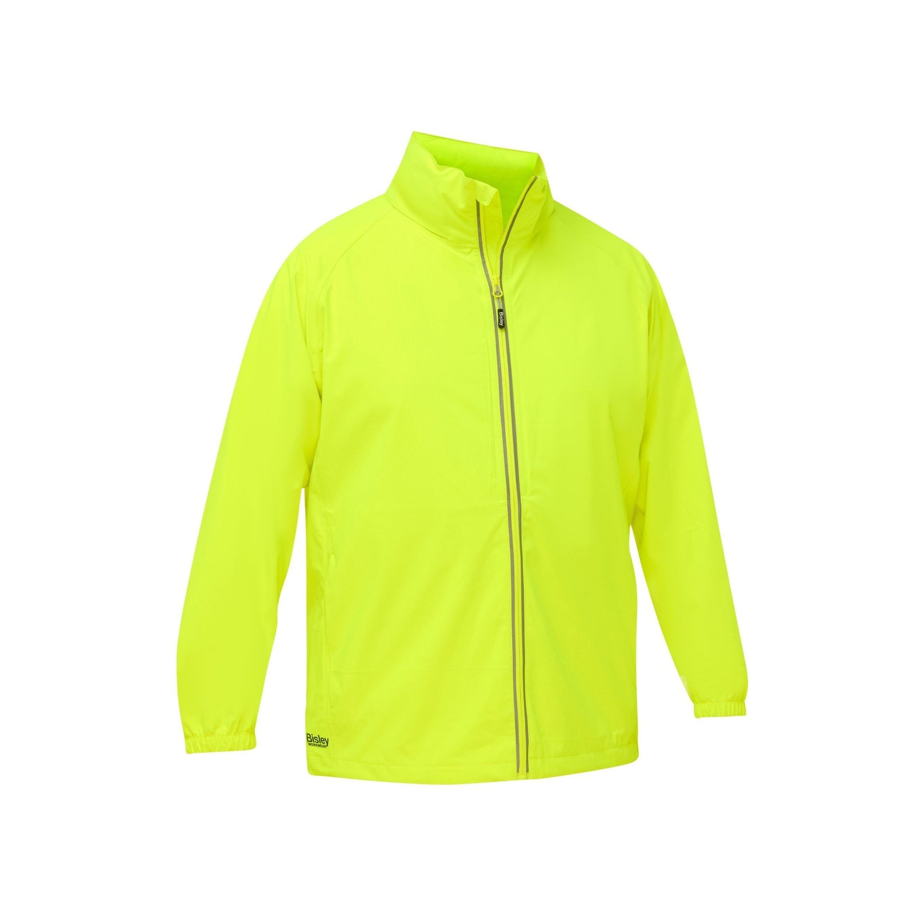 Bisley Workwear BJ6707 Men's Fluro Yellow L Packable Lightweight Ripstop Rain Jacket