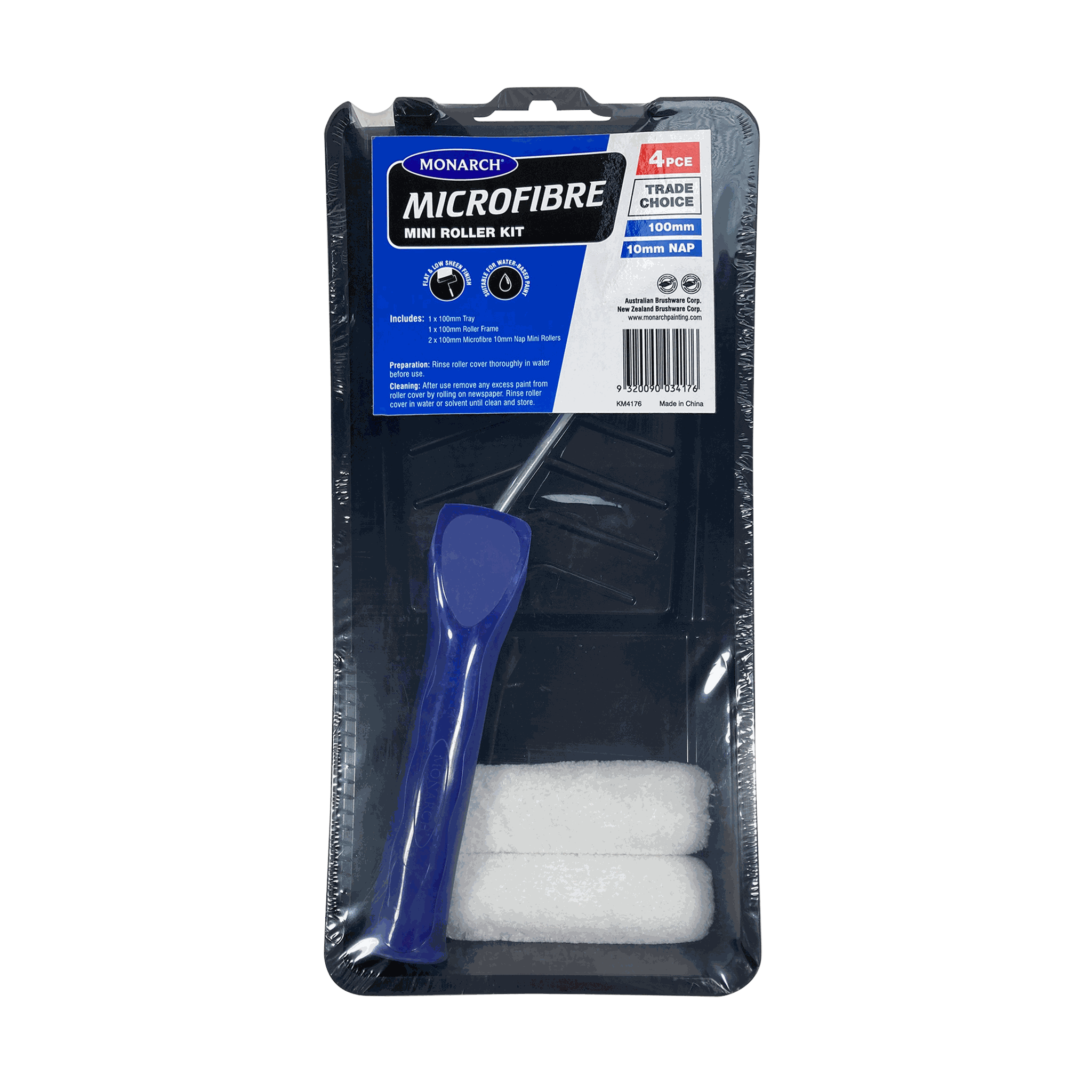 Monarch 4Pce Microfibre 10mm Mini Roller Kit 100mm