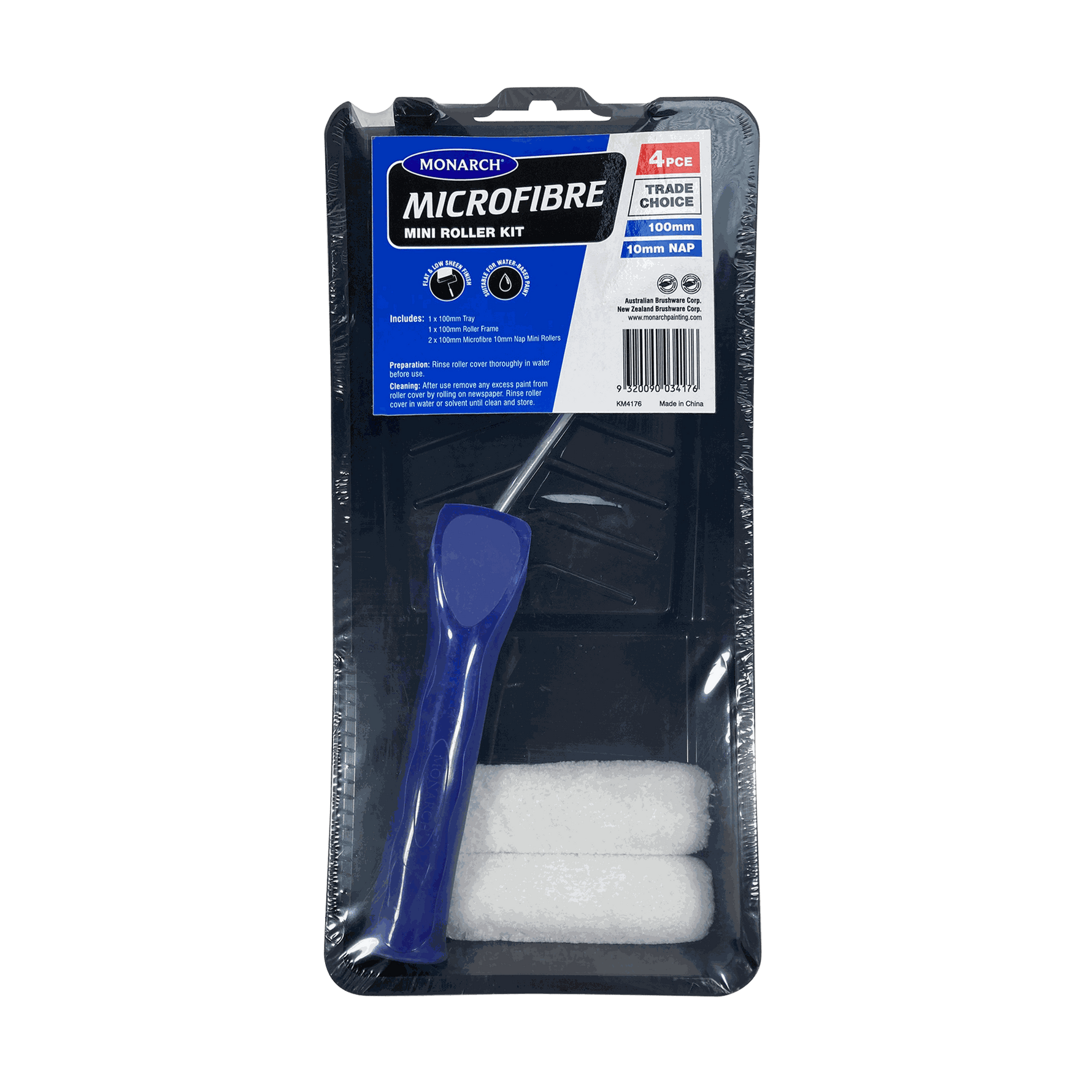 Monarch 4Pce Microfibre 10mm Mini Roller Kit 100mm