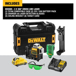 DEWALT 12V 3 x 360-Degree Multi-Line Laser Level Green Kit DCE089D1G-XE