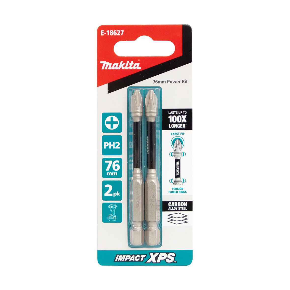 Makita Impact Xps PH2 X 75mm Power Bit - 2pk E-18627