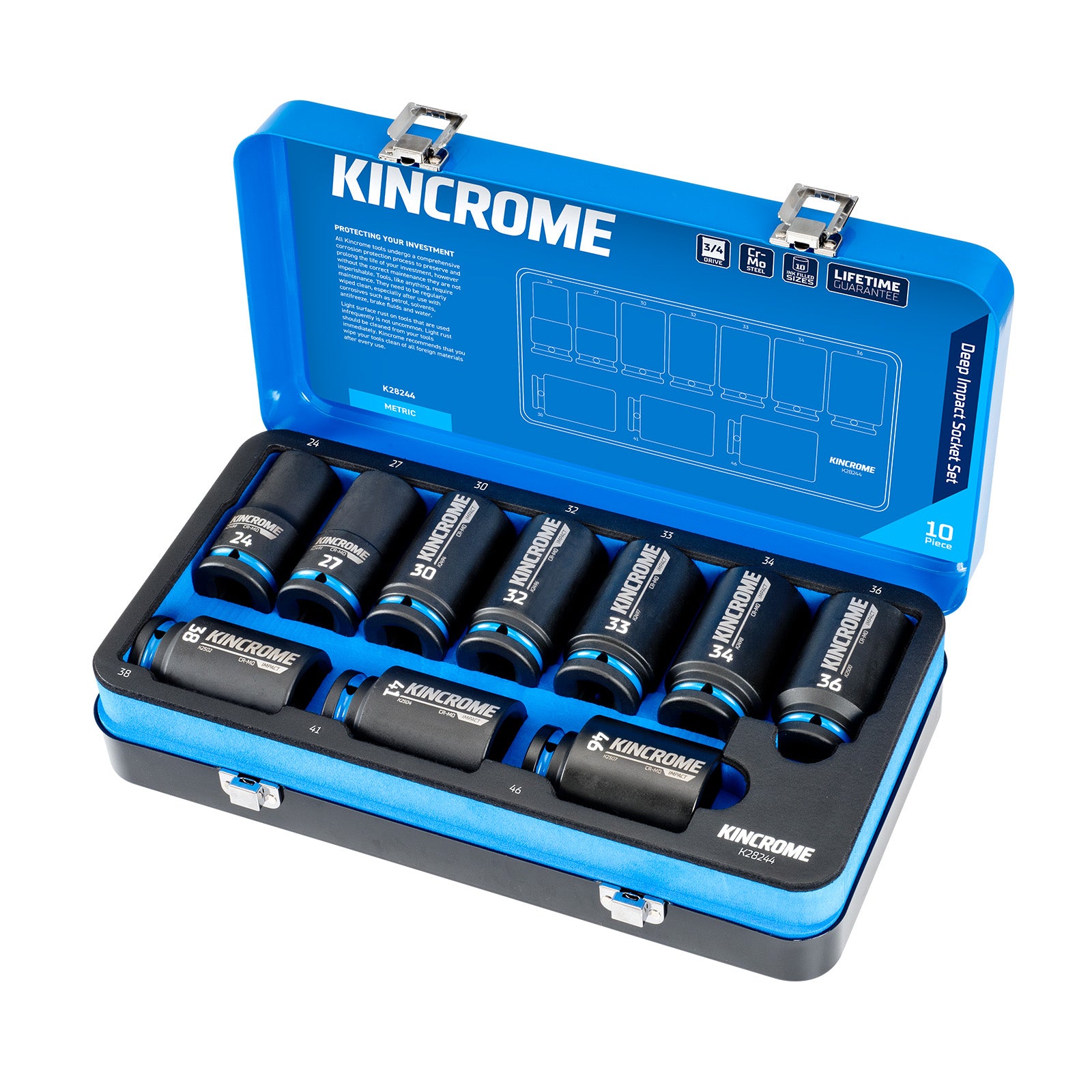 Kincrome Impact Deep Sktset 3/4 10P Met K28244