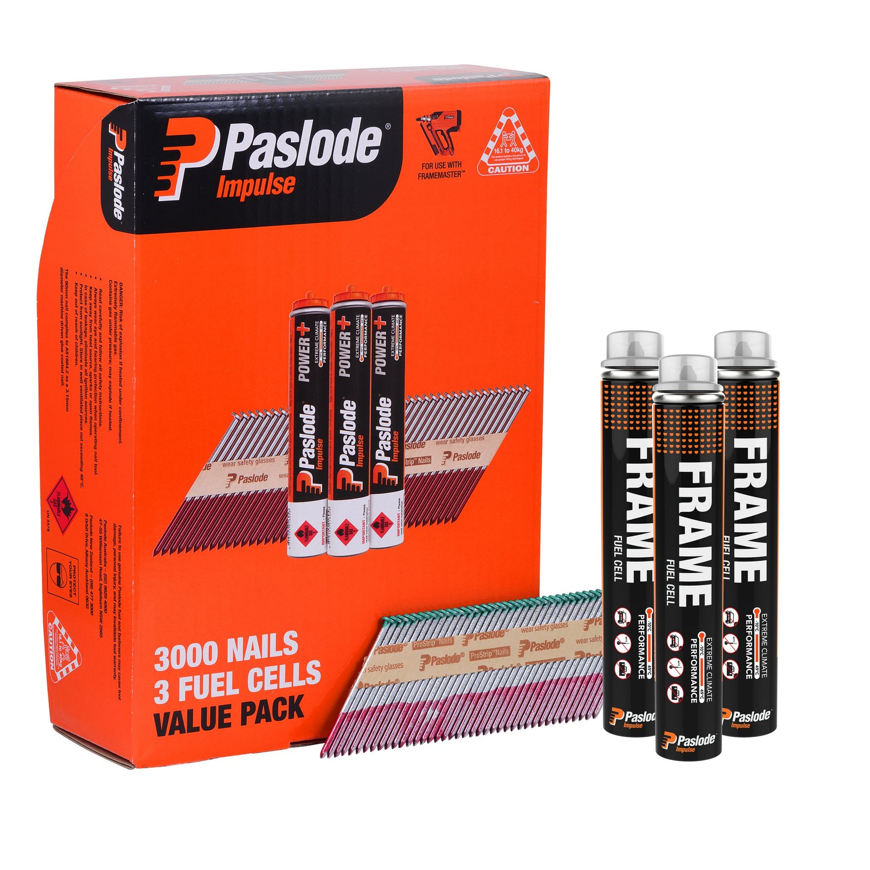 Paslode 90 x 3.15mm Hdg Impulse D Head Nail With Fuel - 3000 Pack B20571V