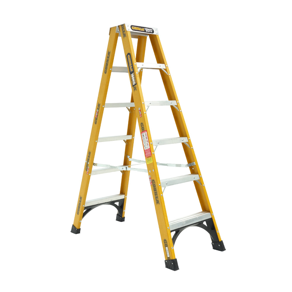 Gorilla FSM006-HD Heavy Duty Double Sided Fibreglass Ladder 1.8M (6ft) 180kg Industrial
