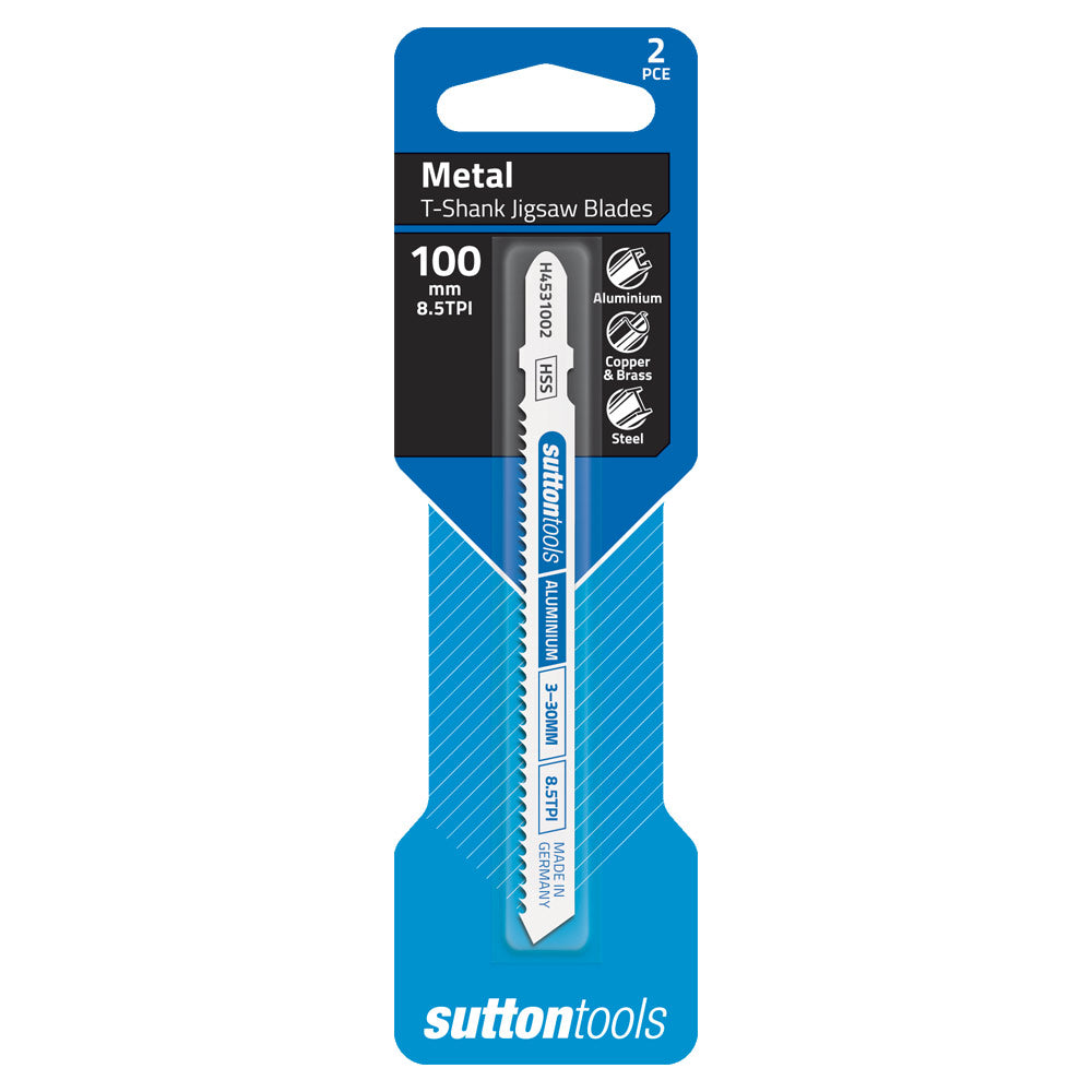 Sutton Tools Blade Jigsaw T-Shk Hss Alumin 3-15Mm 100Mm 8.5Tpi 2Pk H4531002