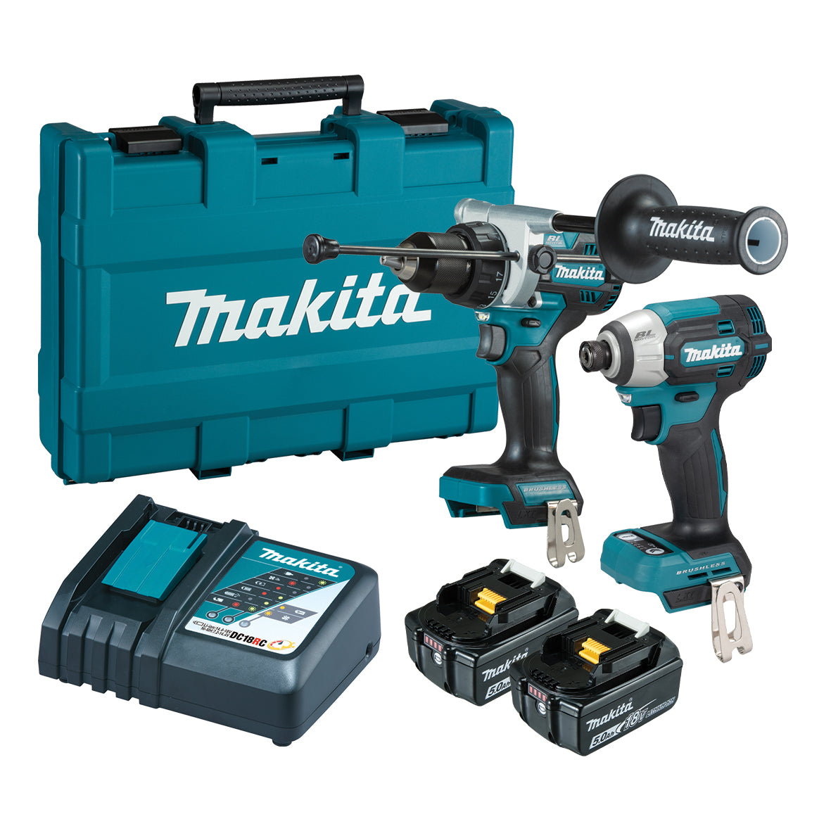 Makita 18V Brushless 2 Piece 2 x 5.0Ah Combo Kit DLX2567T