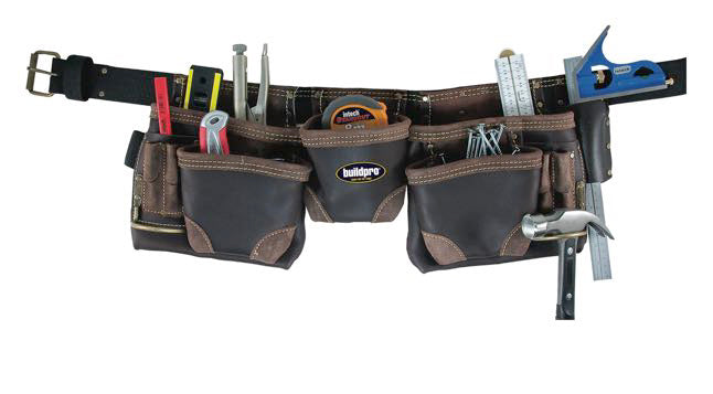 Buildpro Tool Belt Apron 11 Pocket Oil Tanned Leather LWTASP011