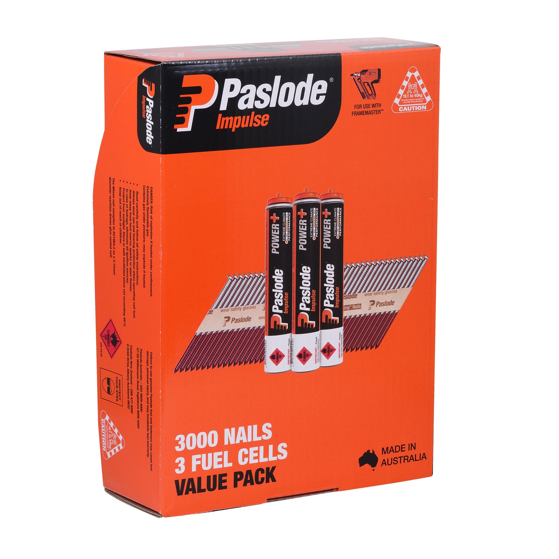 Paslode 90 x 3.15mm Hdg Impulse D Head Nail With Fuel - 3000 Pack B20571V
