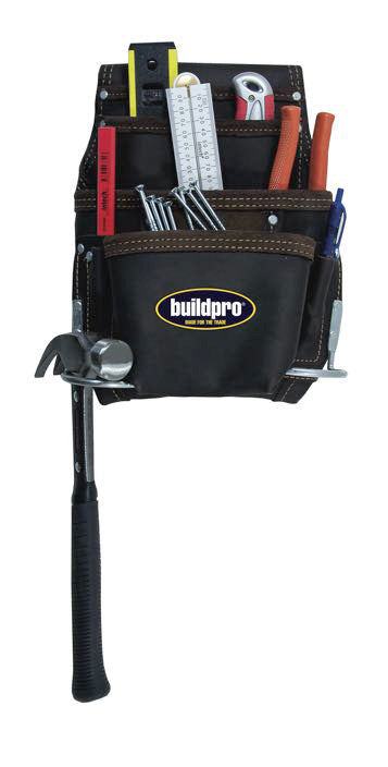 Buildpro 10 Pocket Leather Nail & Tool Bag LWNBOT10