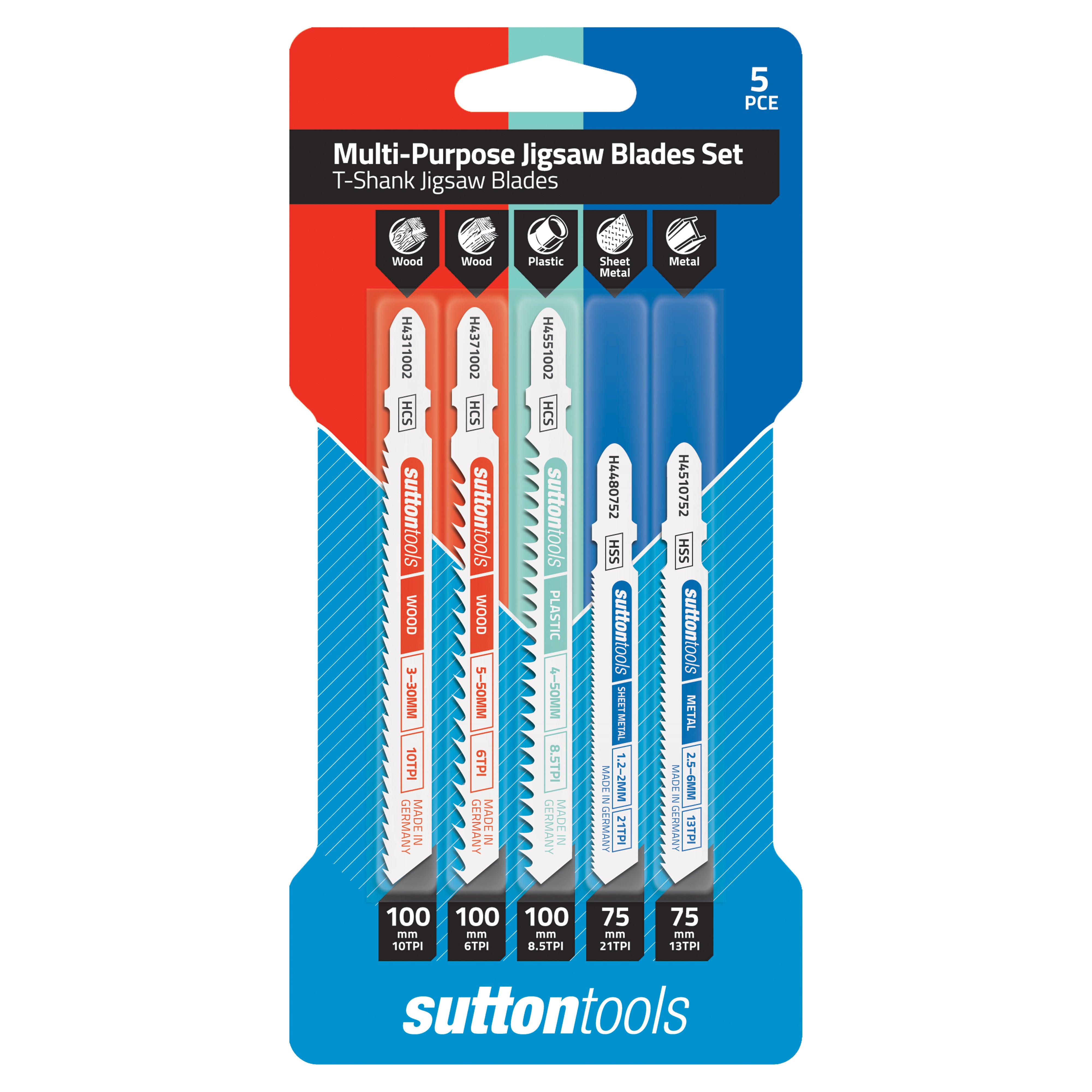 Sutton Tools Blade Jigsaw T-Shk Multi-Purpose Set 5Pc H4900005