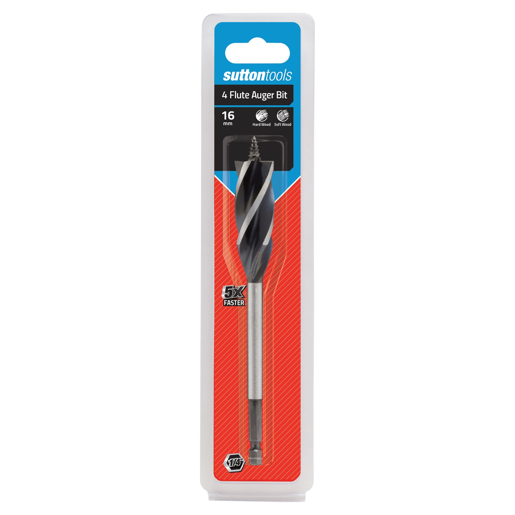 Sutton Tools Drill Auger Bit 4-Flute 7/16-Hex 16Mm X 165Mm D5141600