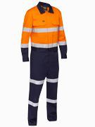 Bisley Workwear BC6066T Men's Orange/Navy 107 Taped Hi Vis Coverall With Waist Zip Opening BC6066T_TT02R07