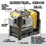 DEWALT 12V 3 x 360-Degree Multi-Line Laser Level Green Kit DCE089D1G-XE