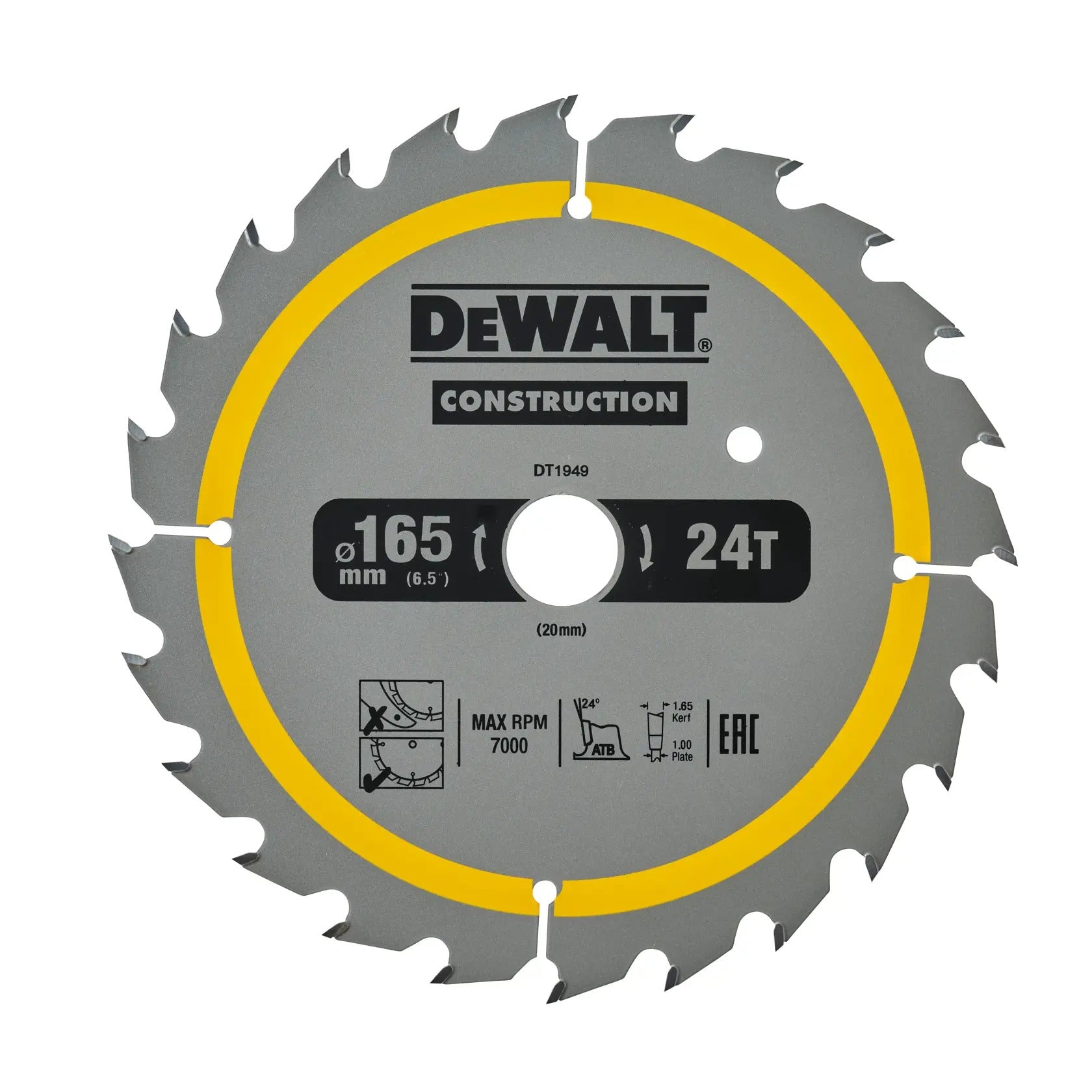 Dewalt Construction Circular Saw Blade 165x20mm 24T DT1949-QZ