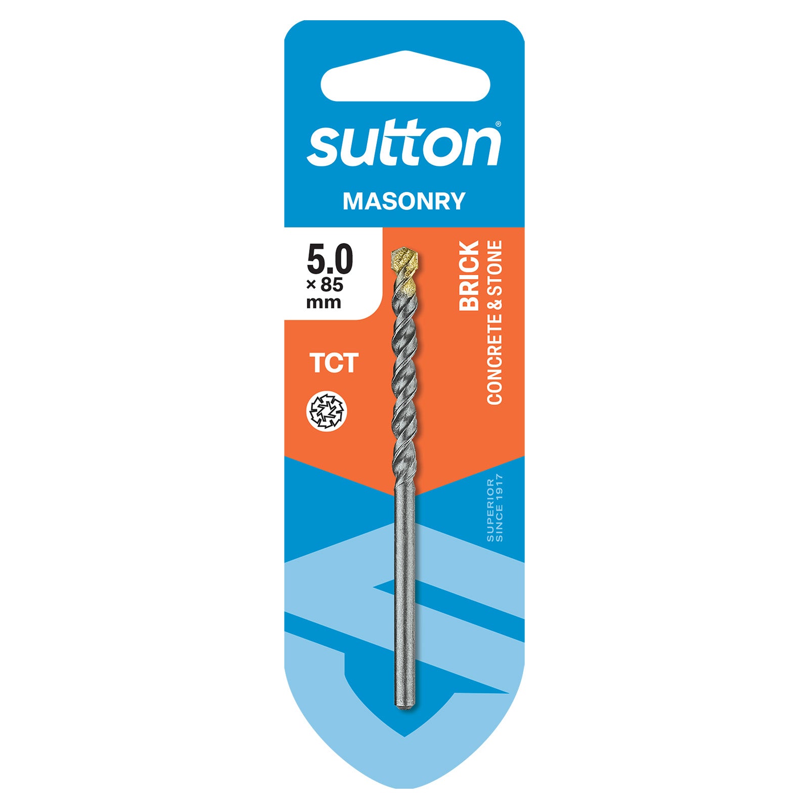 Sutton Tools Drill Masonry Tct Std Fixing Carded 5.0Mm X 85Mm D6000500