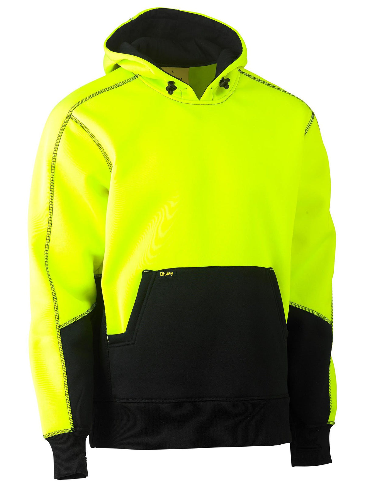 Bisley Workwear BK6619 Men's Yellow/Navy XL Hi Vis Fleece Hoodie Pullover BK6619_TT04XL