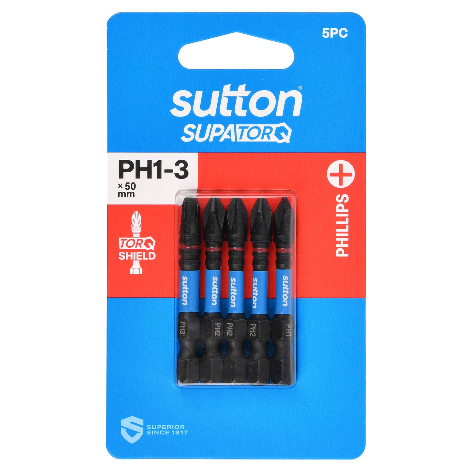 Sutton Tools Screwdriver Bit Supatorq Phillips Set PH1-3 50Mm 5Pc S200S05B03