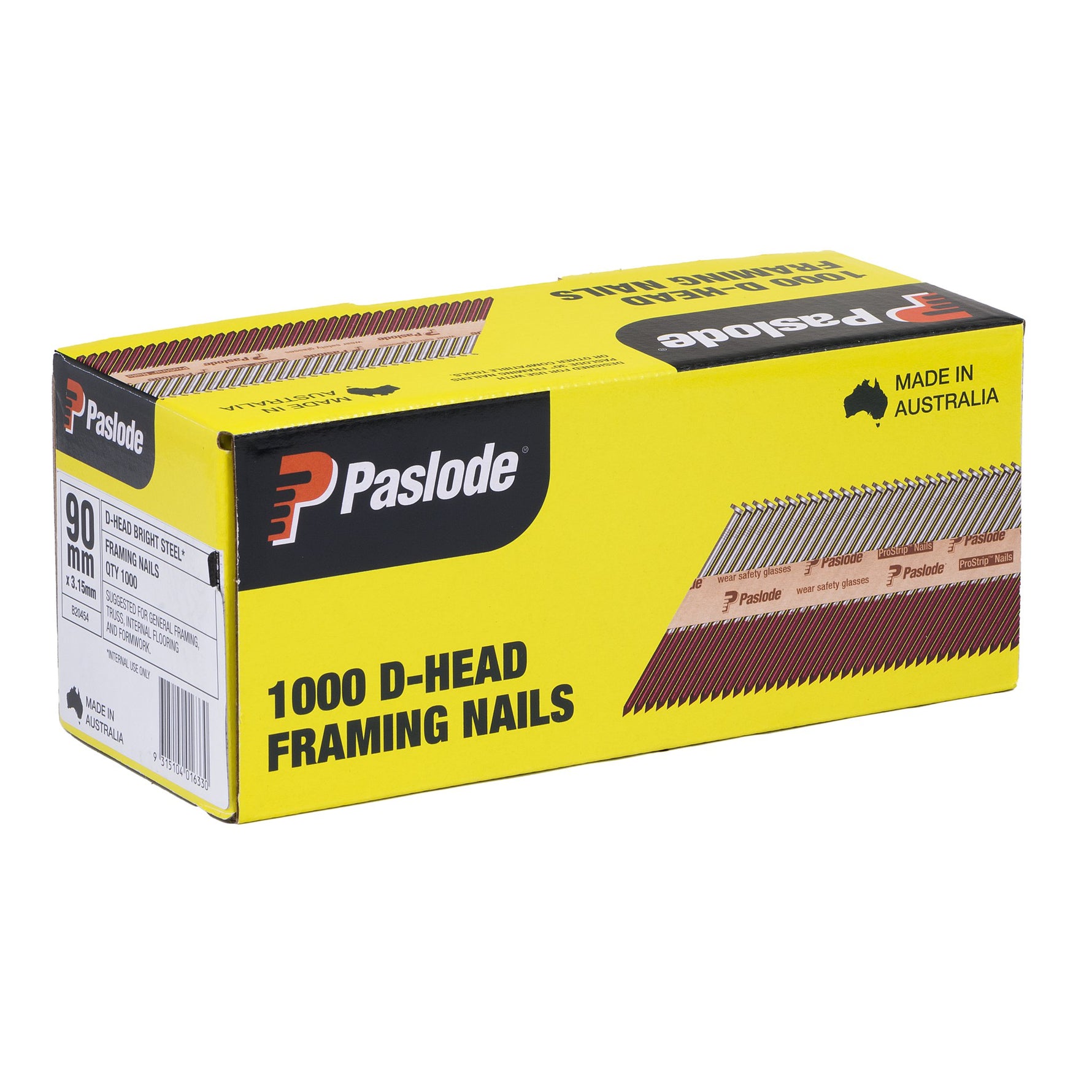 Paslode 90mm x 3.15mm Bright D Head Framing 1000 Pack B20454